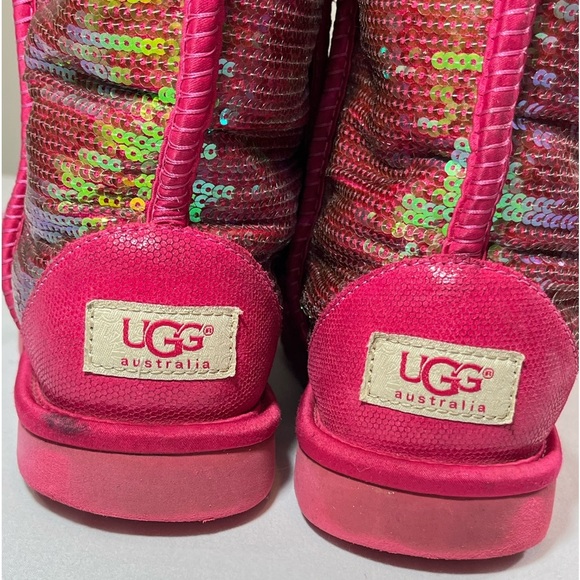 UGG Sparkles Classic Short Boots in Roseclay Pink Shearling Sequins 1003154 - Picture 10 of 13
